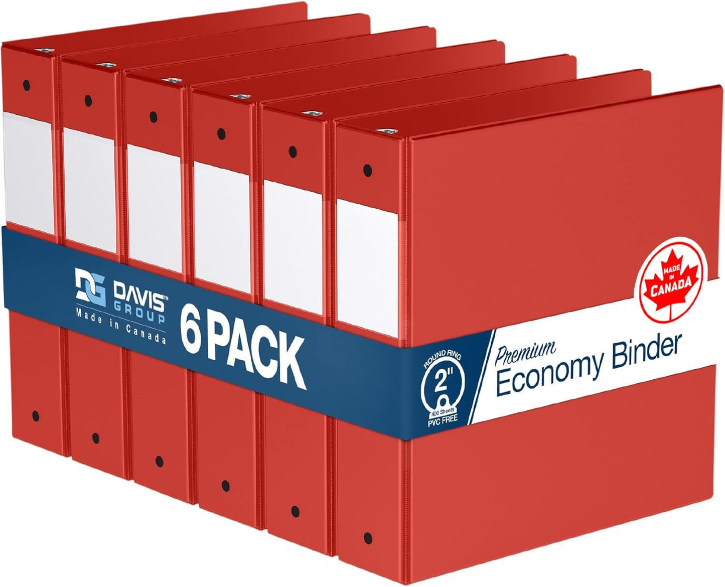 Premium Economy 6-Pack 3-Ring Binders for School or Office, Round-Ring Binders, 2 Inch, Red