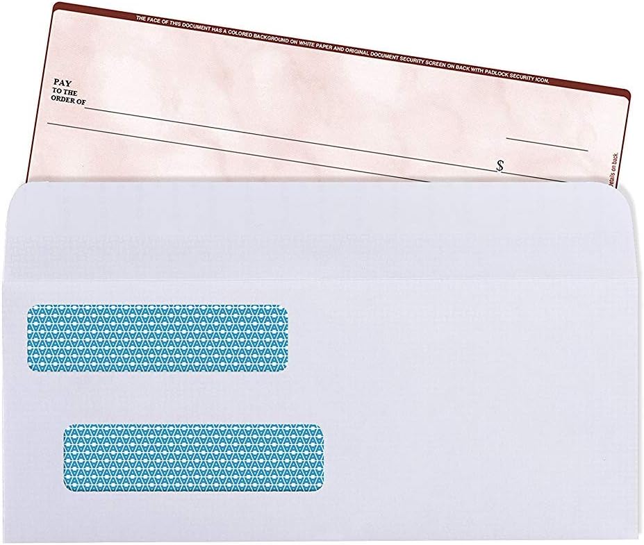 Aimoh #8 Double Window Self Seal Security Envelopes - for Business Checks, QuickBooks & Quicken Checks, Size 3 5/8 x 8 11/16 Inches - Checks Fit Perfectly - Not for Invoices - (30180-CS)