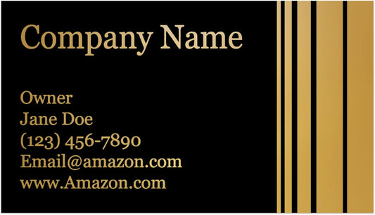 Personalized Gold Foil Black Business Cards 100 Pack - 3.5" x 2" Cards - 14 PT Thick Sturdy Cards - Unique Shiny Gold Foil - Made in the U.S.A. (Gold Ascending Lines)