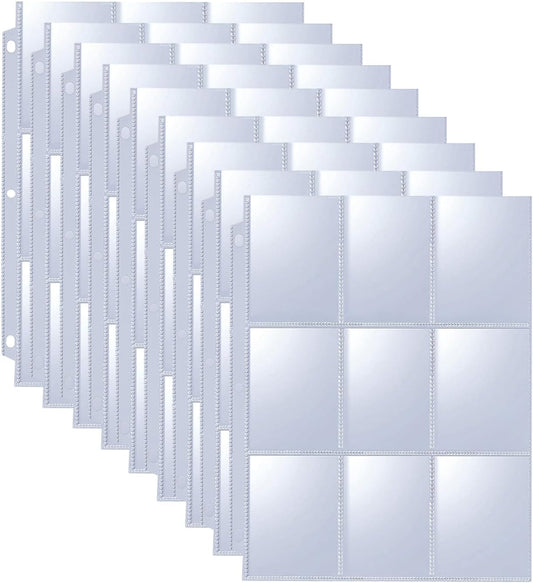 Seashell 50 Pack 900 Pockets Trading Card Binder Sleeves, 9-Pocket Double-Sided Sheets for 3 Ring Binder, Clear Page Protectors for Football, Baseball, Business Cards