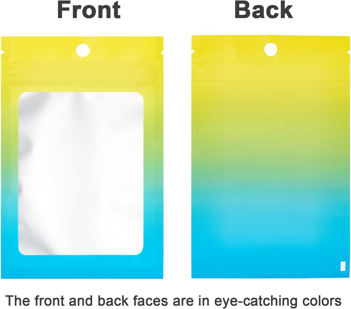 100 Pcs Resealable Mylar Bags, Gradient Color Food Storage Bags, Zip Bag Foil Bags Packaging Pouch for Food Storage, Sample, Small Business (Yellow Blue, 4 X 6 Inch)