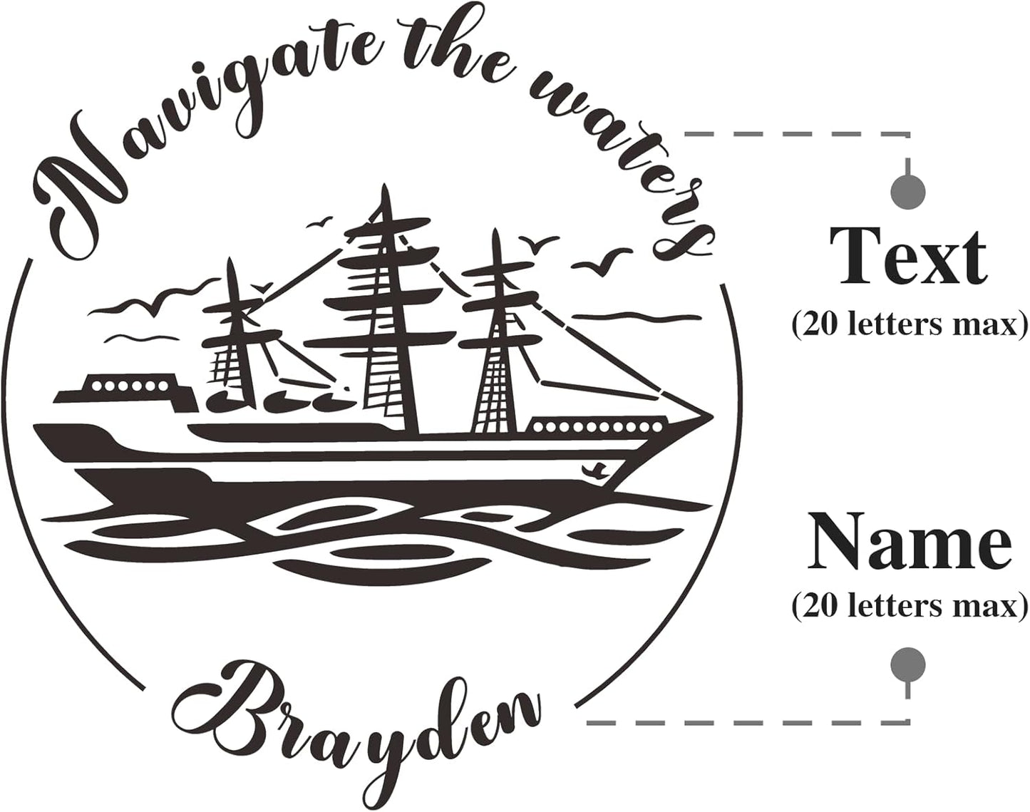 from The Library of Embossers & Stamps Nautical Theme Custom Color Self-Inking Stamp with Your Name & Design Ship Great for Personalizing Books