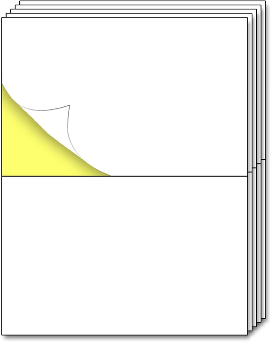 200 Sheets - Half Sheet Shipping Labels, Printable Sticker Paper, for Laser & Inkjet Printers - 2 per Sheet, 400 Pieces