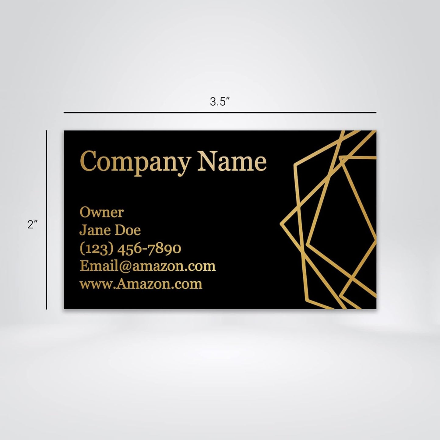 Personalized Gold Foil Black Business Cards 100 Pack - 3.5" x 2" Cards - 14 PT Thick Sturdy Cards - Unique Shiny Gold Foil - Made in the U.S.A. (Gold Hex)