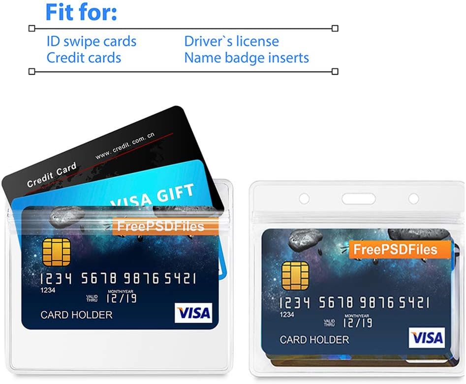 Lanyard with ID Holder 50 Pcs Waterproof Name Tag Badge ID Card Holders ID Pass Holder and 50 Pcs Flat Neck Lanyards Swivel Hook (Purple, Horizontal)