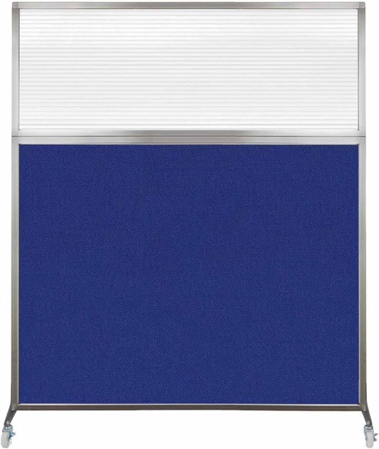 Versare Hush Screen Portable Room Divider with Wheels | Workstation Wall Divider | Freestanding Privacy Hush Panels | Clear Fluted Windows | Fabric Office Divider Screen | Great for Room Separation