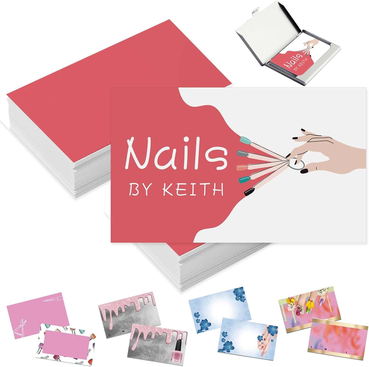 Custom Business Cards Personalized Business Cards with Photo for Small Business Customized with Logo Text 1000 500 200 100 Double Sided Printable Waterproof Business Cards-3.5" x 2",Nails Template