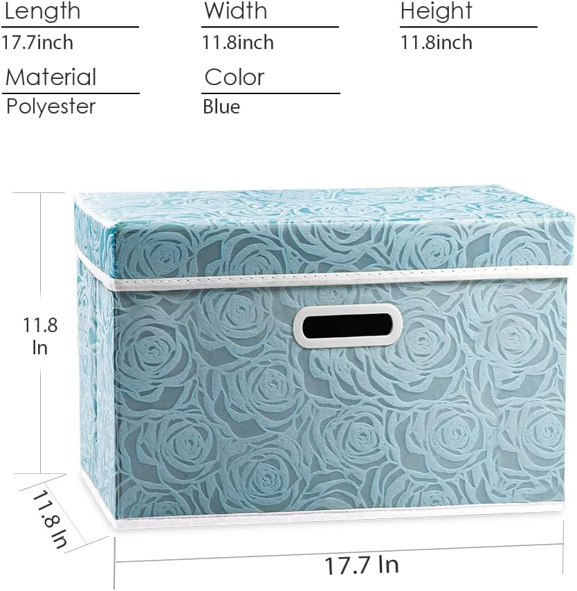 PRANDOM Larger Collapsible Storage Cube with Lid [1-Pack] Fabric Decorative Storage Bins Box Organizer Container Basket with Cover Handles for Bedroom Closet Living Room 17.7x11.8x11.8 Inch