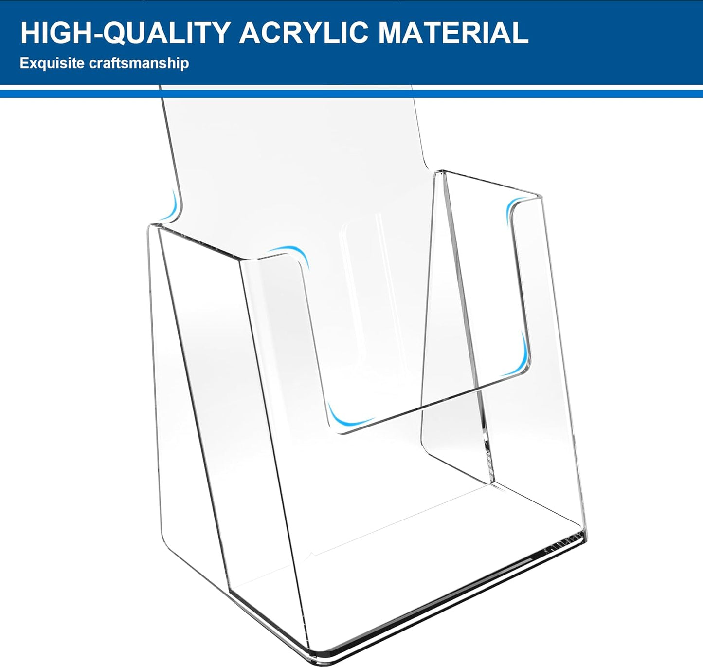 Brochure Holder 4x9 Inch Acrylic Literature Holders Clear Plastic Flyer Display Stand Countertop Use Pamphlet Holder Multi Purpose Organizer for Office, Lobby, Hotels, Trade Shows, 6 Pack