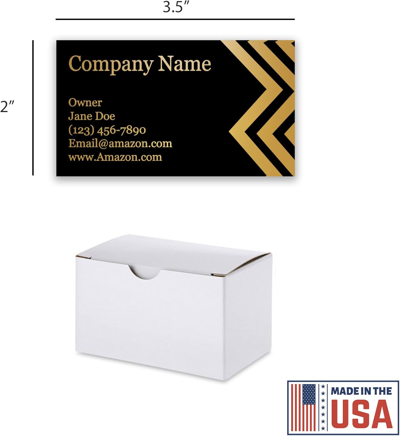 Personalized Gold Foil Black Business Cards 100 Pack - 3.5" x 2" Cards - 14 PT Thick Sturdy Cards - Unique Shiny Gold Foil - Made in the U.S.A. (Gold Zig Zag)