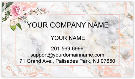 Custom Premium Business Cards, Full color - Marble (350gsm-Thick paper), Made in The USA (Pink Rose)