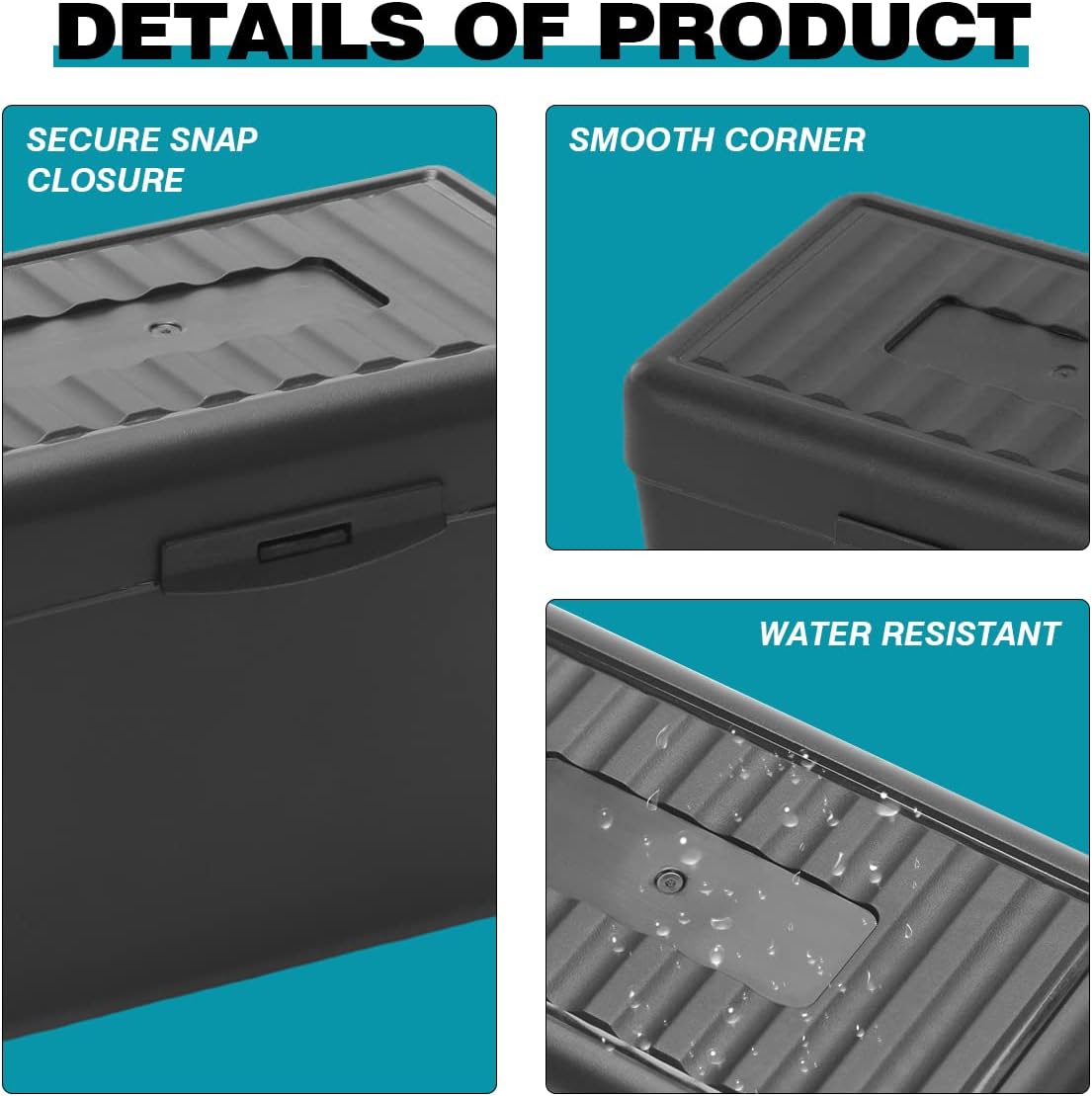 H4D Index Card Holder 3x5, Index Card Box Organizer Case, 3x5 Flash Note Card Holder, 2 Packs (Black)