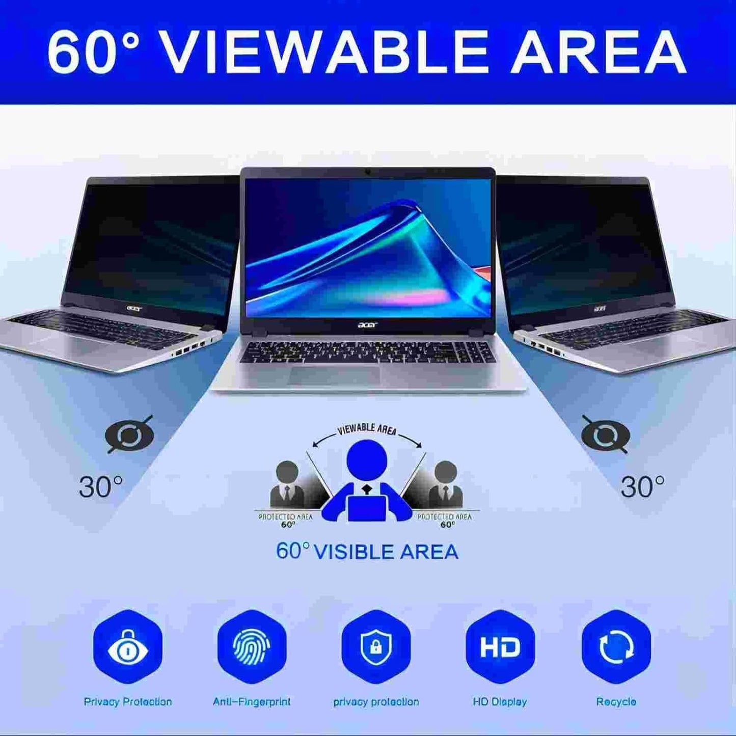 12.5 Inch 16:9 Computer Privacy Screen Filter for Monitor - Privacy Shield and Anti-Glare Protector