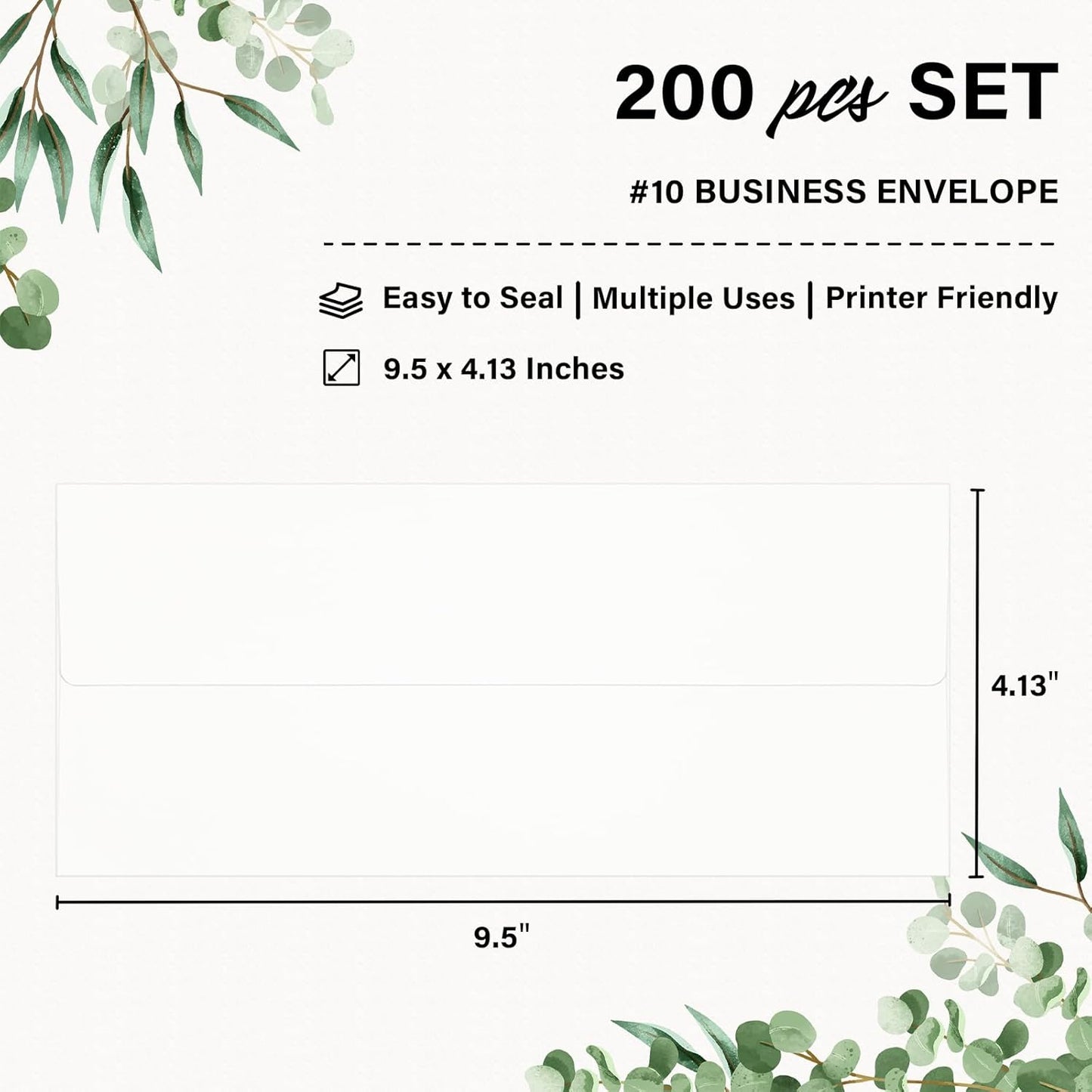 200 Pack #10 Business Envelopes, Self Seal Standard White Envelopes for Secure Business & Legal Mailing, Office, Checks, Letter, Invoices, 4 1/8 x 9 1/2 Inches