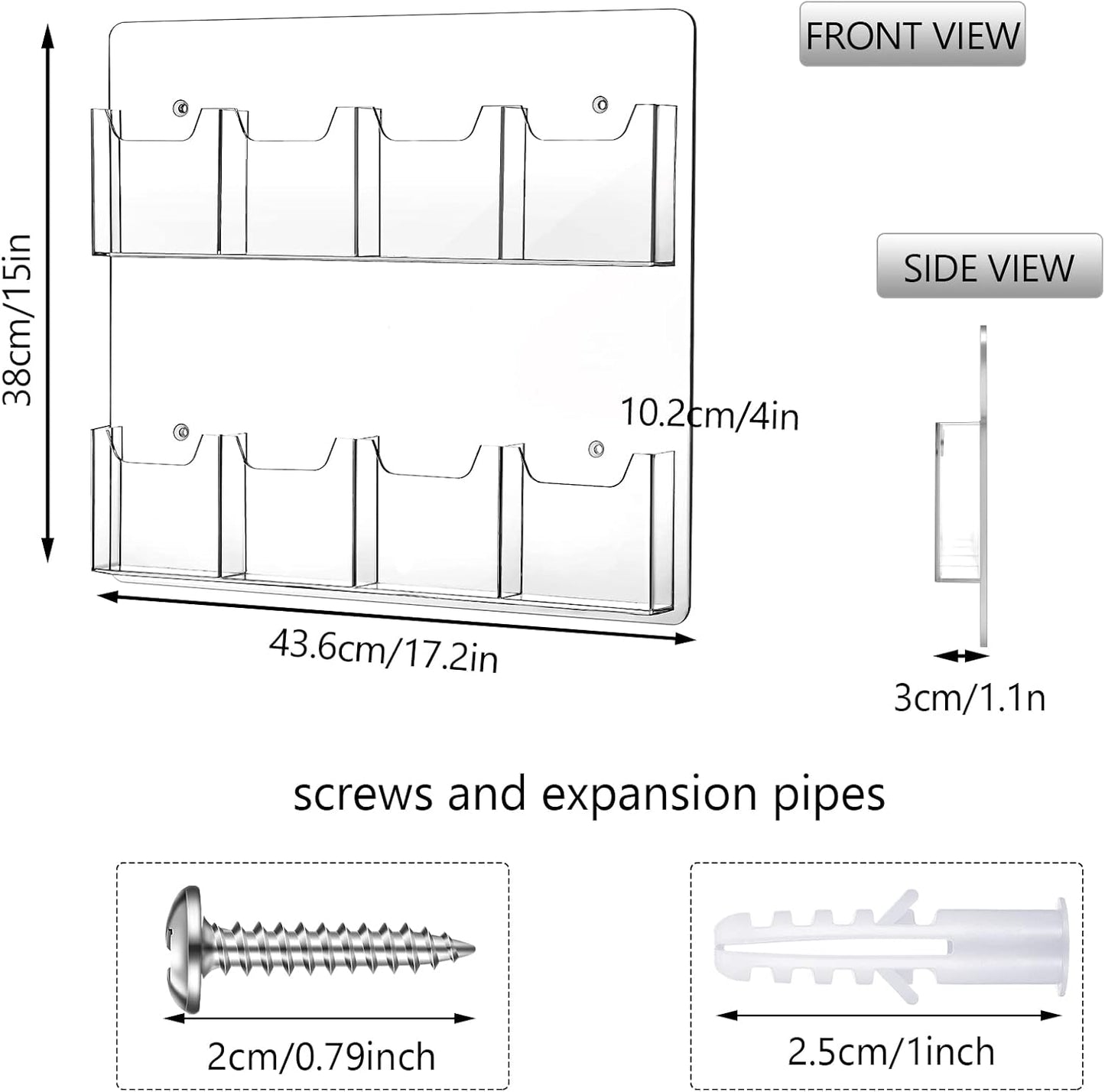 Eersida Acrylic Brochure Pamphlet Holder Brochure Display Stand Business Tri Fold Multi Slot Holder Rack Wall Mount Clear Pocket Space Saver for Flyer Literature Menu Advertise