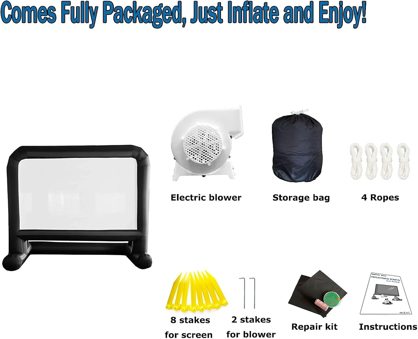 HuaKastro 20 FT Outdoor Inflatable Projector Movie Screen – One-Piece Design, Easy Setup Blow-Up Screen with Fan, Perfect for Parks, Drive-in Movie Nights & Large Outdoor Events (Stable Base)