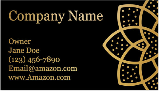 Personalized Black Business Cards With Gold Foil - 100 Pack, 3.5" x 2", 14 PT Thick Sturdy Cards - Unique Shiny Design - Made in the U.S.A. (Gold Lotus)
