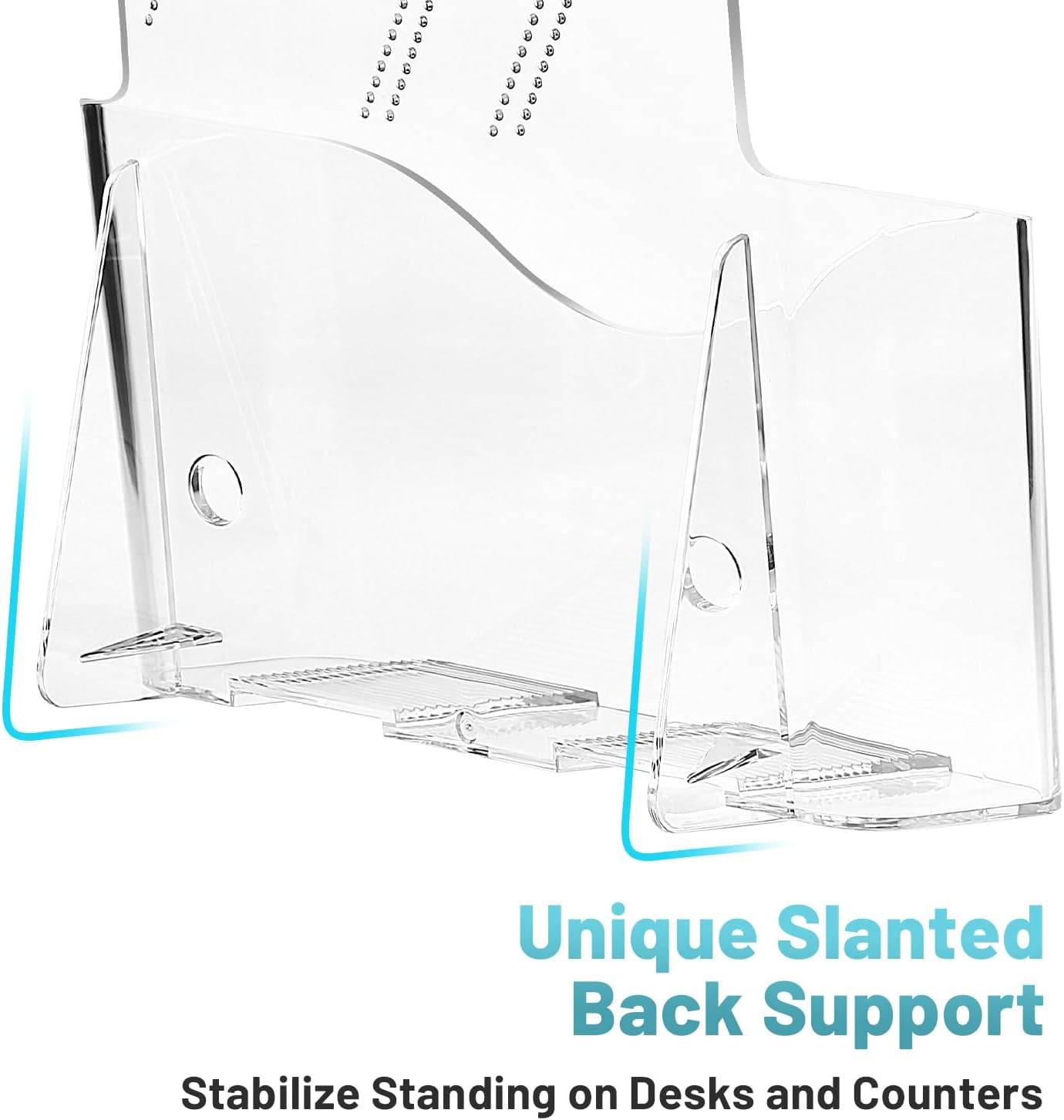 Acrylic Brochure Holder 8.5 x 5.5 Inches, 6-Pack Clear Plastic Display Stand for Half-Fold Flyers, Pamphlets, Menus, Trifold Literature, Wall Mount or Countertop Use