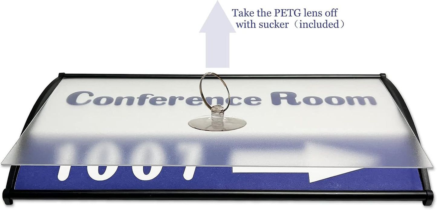 Office Sign Holder for Door - Curved Mount Name Plate Holder Frame Display 8 x 4 Inches Set of 2 Sturdy Aluminum with Adhesive Tape, Plastic Film Included