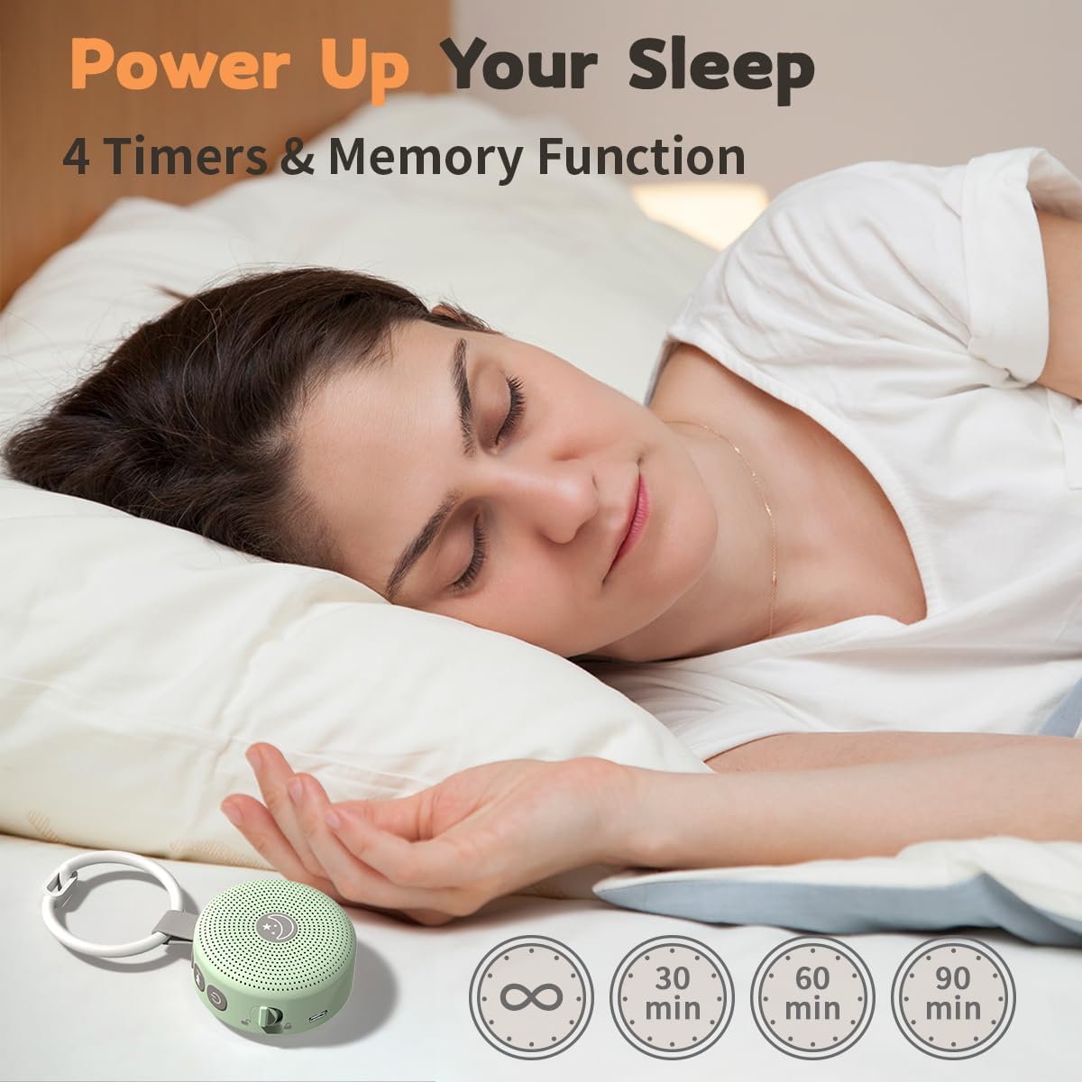 Sound Machine Mini Portable Baby White Noise Machine with 30 Soothing Sounds for Kids Adults Auto-Off Timer 32 Volume Levels Rechargeable Brown Noise Sleep Machine for Home Office Privacy and Travel