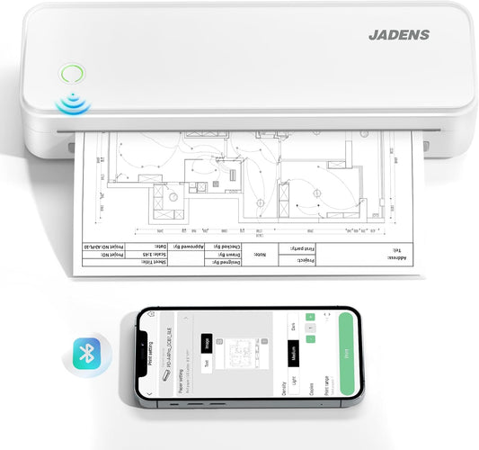 JADENS Portable Printers Wireless for Travel, Thermal Inkless Printer, Support 8.5" X 11" Thermal Paper, Compatible with iOS, Android & Laptop