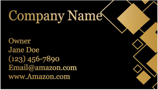 Personalized Gold Foil Black Business Cards 100 Pack - 3.5" x 2" Cards - 14 PT Thick Sturdy Cards - Unique Shiny Gold Foil - Made in the U.S.A. (Gold Tiles)