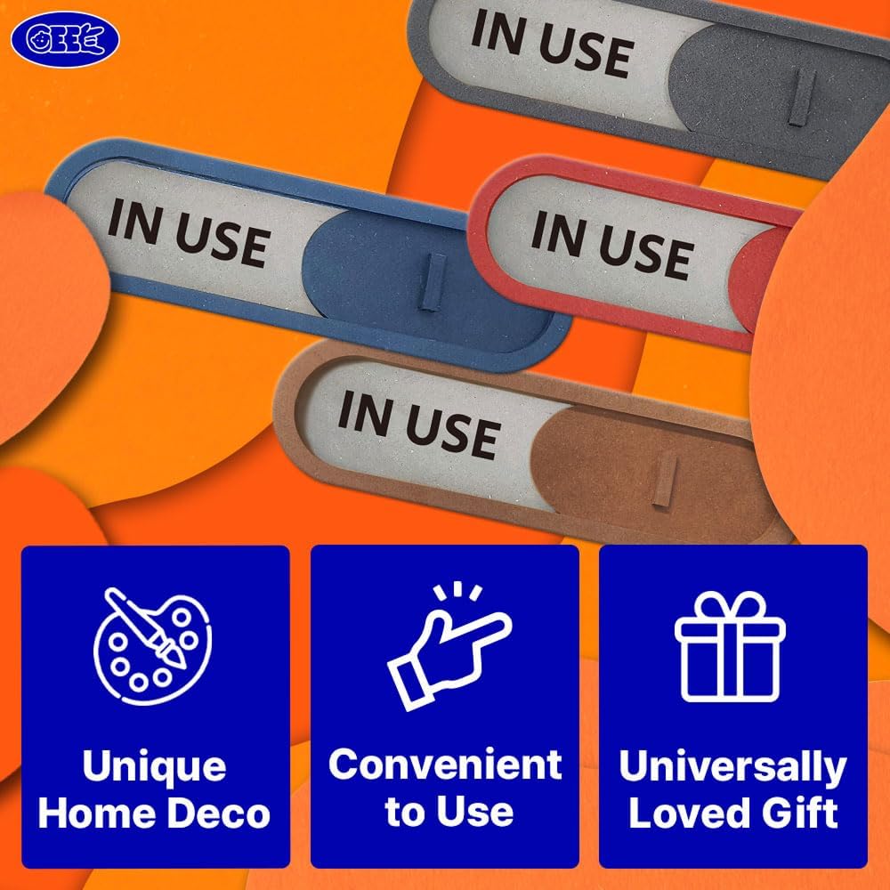 GEEKBEAR In Use Available Slider Door Sign for Home Office - Premium MDF, 7.5 x 2.2 in (Blue)