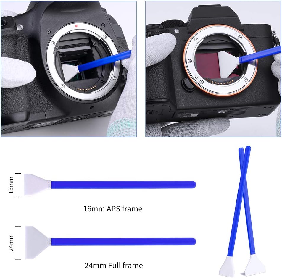 K&F CONCEPT Professional Lens Cleaning Kit for DSLR & Mirrorless Cameras with APS-C/Full-Frame Sensor Cleaning Swabs/Lens Cleaner/Gloves/Camera Blower/Lens Pen Brush/Microfiber Cloths/Carrying Case