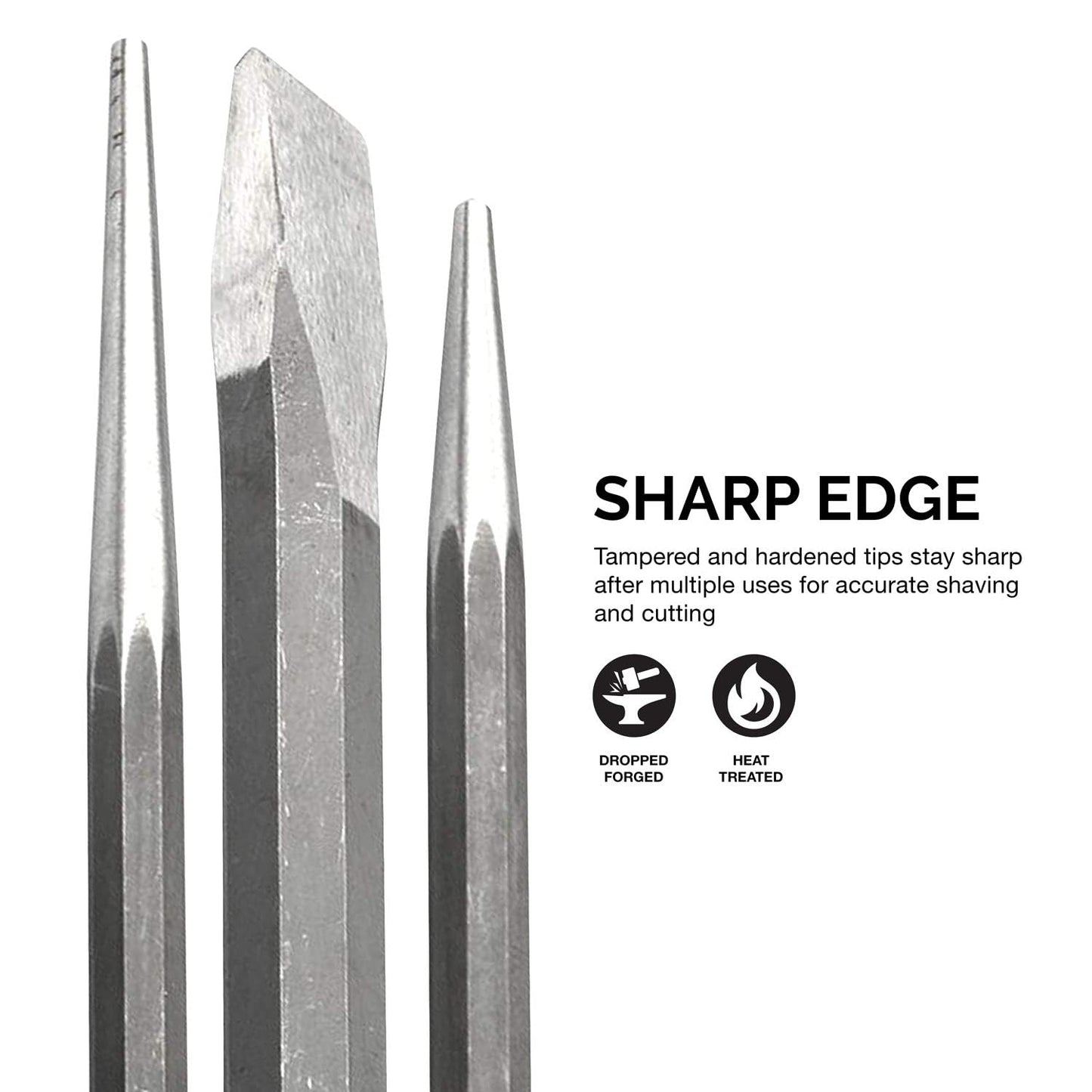 NEIKO 02623A Cold Chisel and Punch Set | 12 Piece | Cr-V Steel | Remove Pins and Bushings | Cut or Split Steel Objects