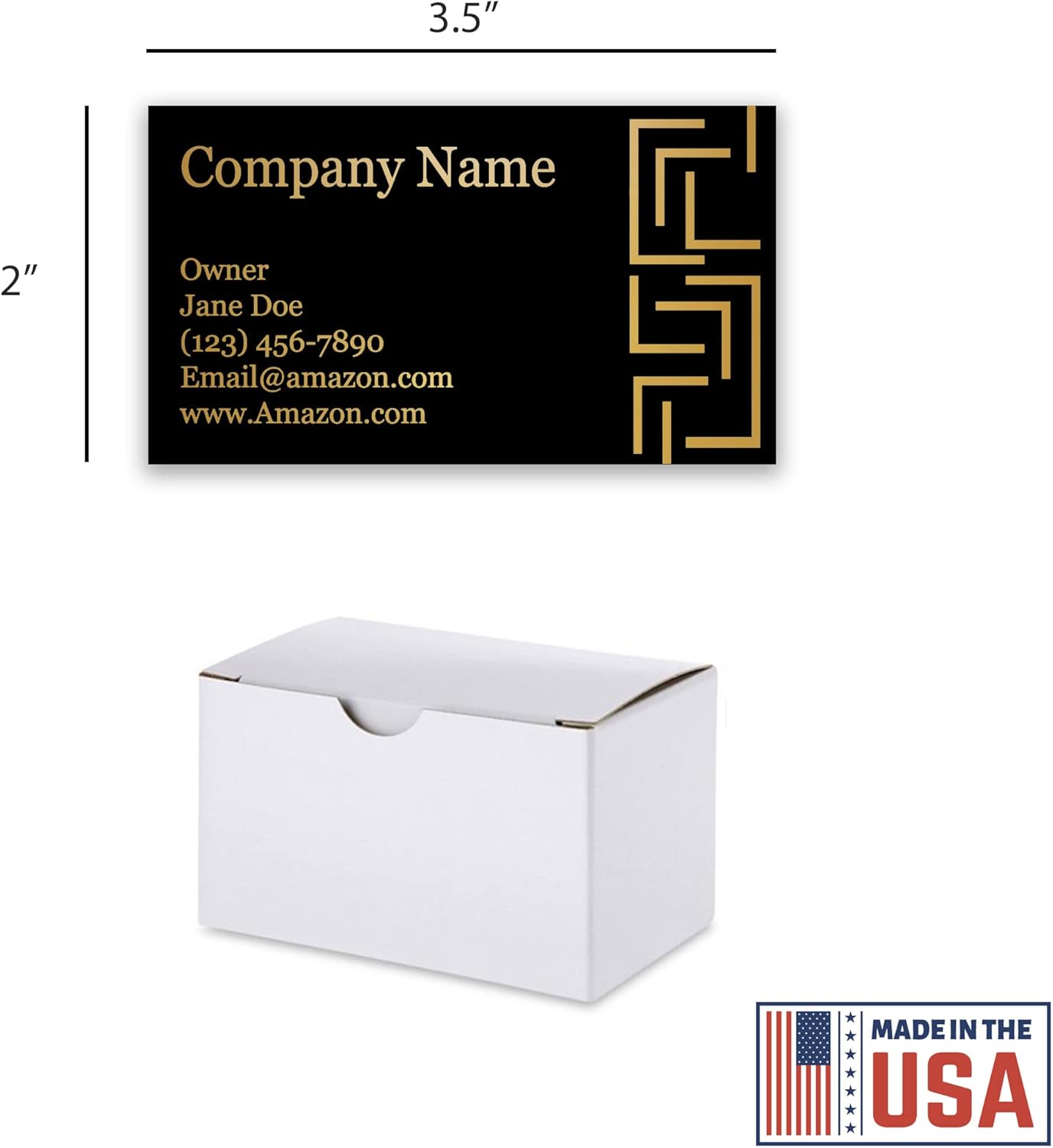 Personalized Gold Foil Black Business Cards 100 Pack - 3.5" x 2" Cards - 14 PT Thick Sturdy Cards - Unique Shiny Gold Foil - Made in the U.S.A. (Gold Maze)