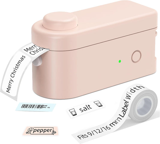 Makeid L1 Label Maker Machine with Tape - Portable & Rechargeable Label Makers Compatible with 9 12 16mm Waterproof Tape - Mini Bluetooth Labeler for Organizing Office Home School