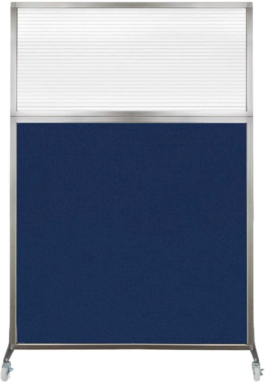 Versare Hush Screen Portable Room Divider with Wheels | Workstation Wall Divider | Freestanding Privacy Hush Panels | Clear Fluted Windows | Fabric Office Divider Screen | Great for Room Separation