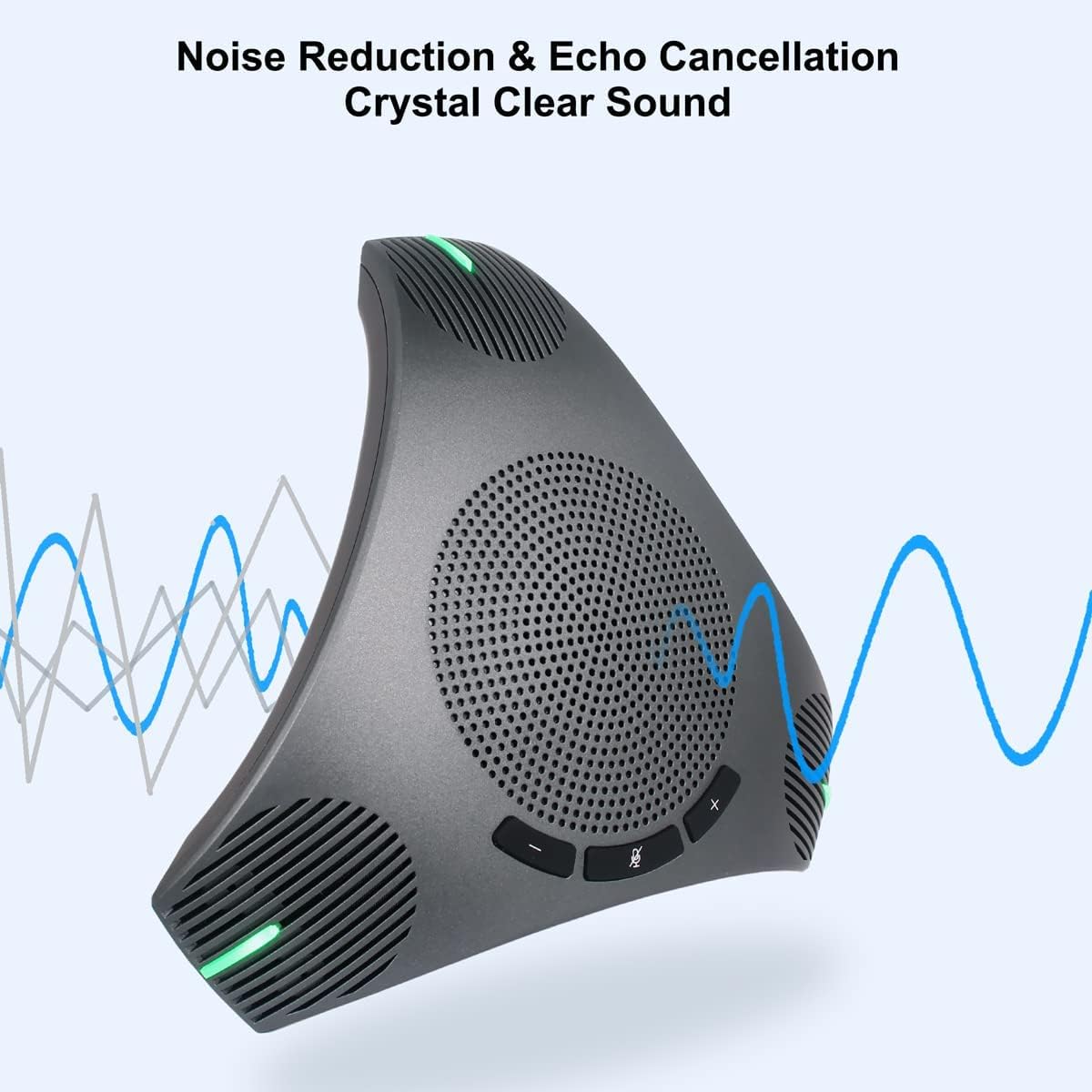 Conference Speaker and Microphone, 360° Omnidirectional USB Speakerphone Microphone with USB Hub, Noise Reduction/Echo Cancellation Computer Microphone for 8-10 People Business Conference, Home Office