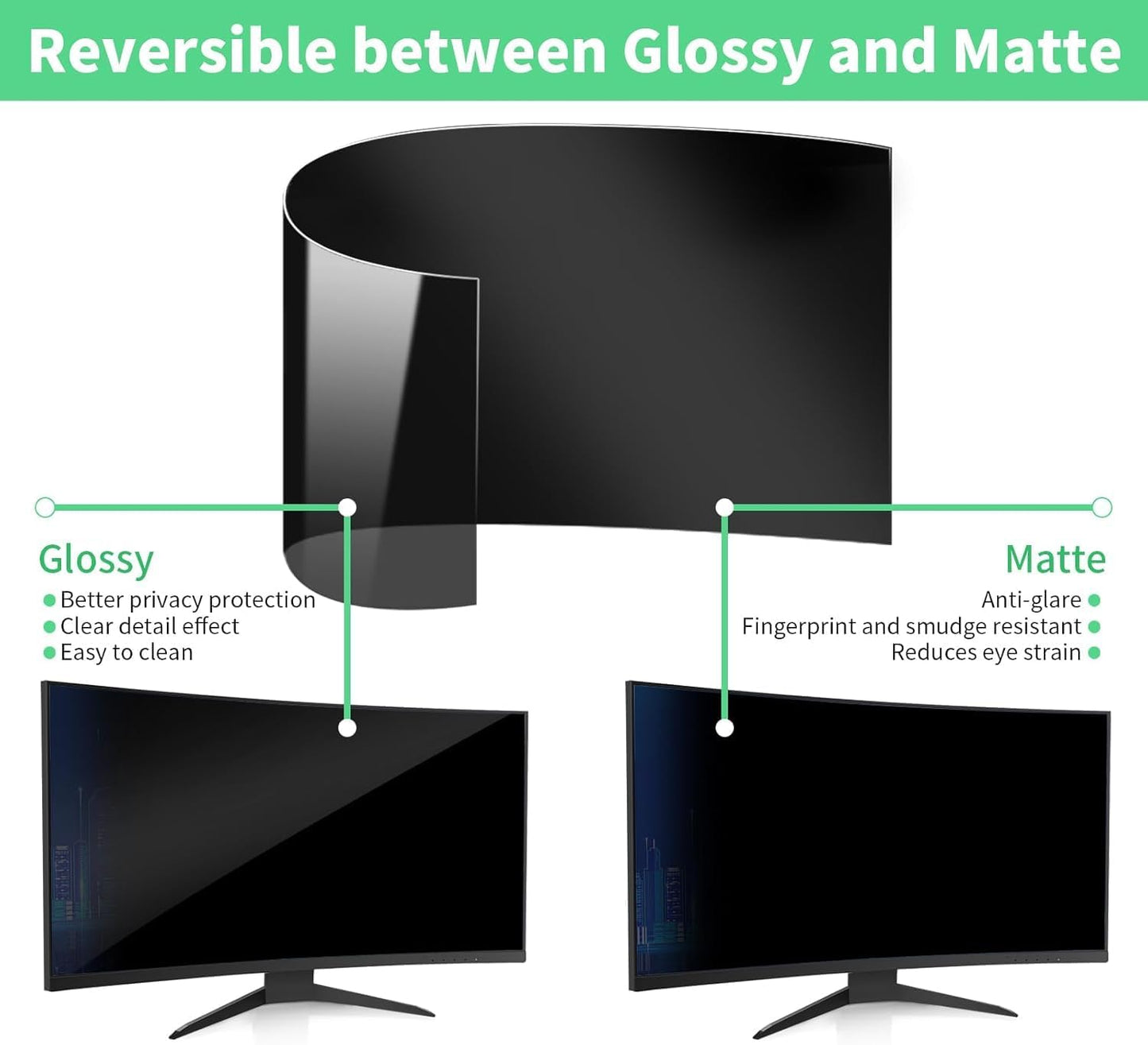 32 Inch Curved Computer Privacy Screen Filter for 16:9 Widescreen Computer Monitor Computer Screen Protector Computer Screen Privacy Shield Anti Glare and Blue Light