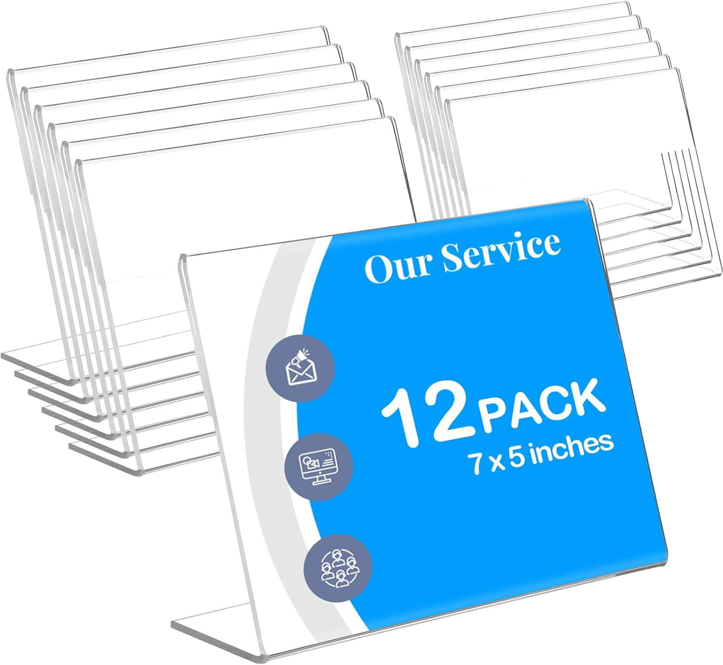 12 Pieces Acrylic Sign Display Holder 7x5 Clear Document Display Holder Horizontal Acrylic Paper Holder Clear Plastic Display Frames Paper Display Table Stand for Office Store Restaurant Photo Display
