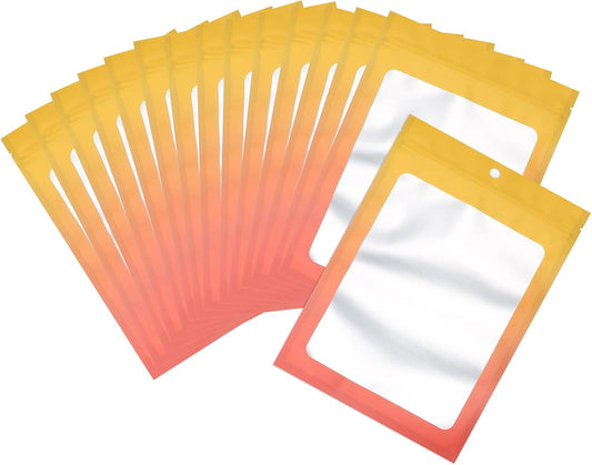 100 Pcs Resealable Mylar Bags, Gradient Color Food Storage Bags, Zip Bag Foil Bags Packaging Pouch for Food Storage, Sample, Small Business (Yellow Orange, 4 X 6 Inch)