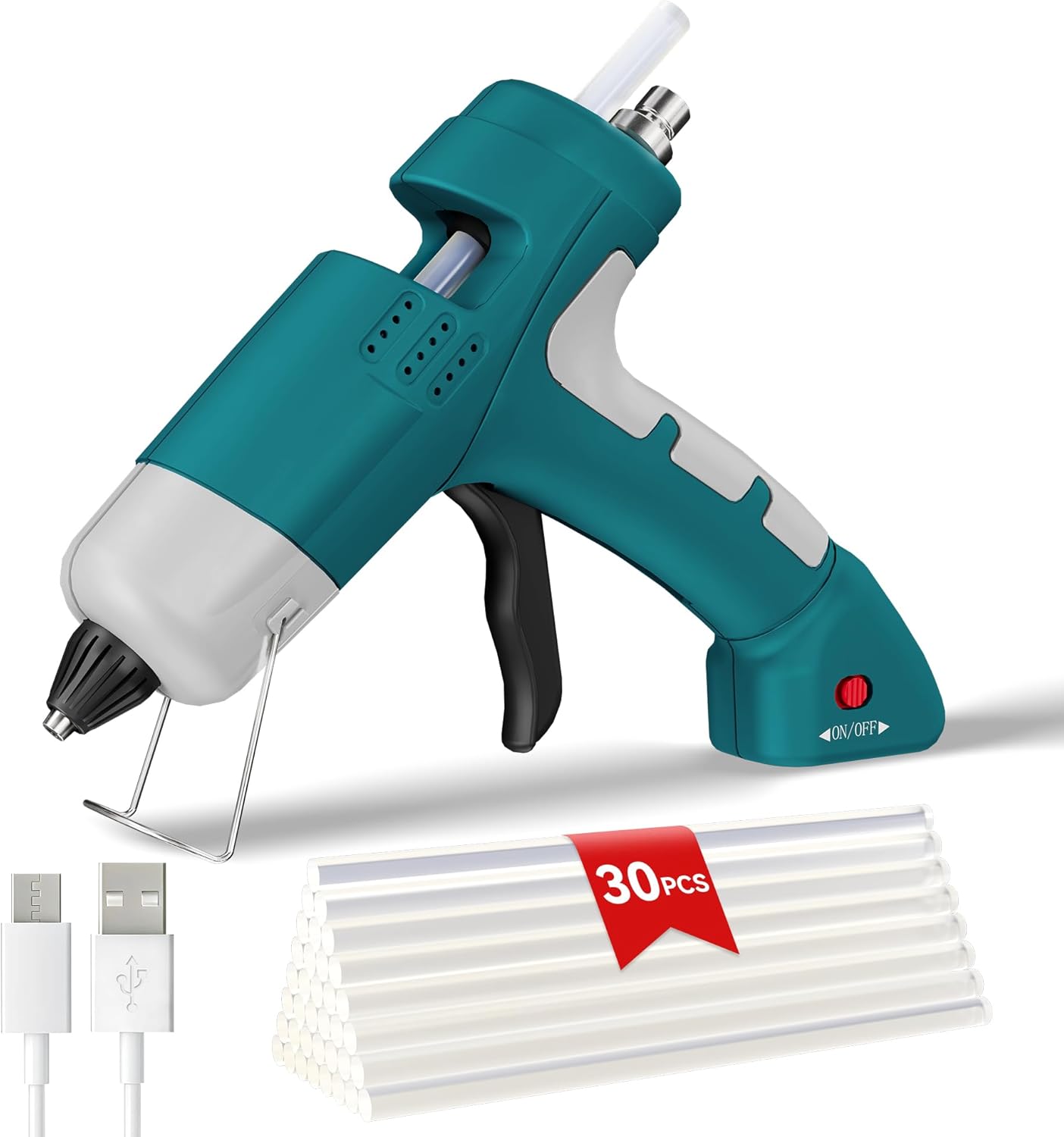 20W Cordless Hot Glue Gun with Type-C Charger,Fast Heating Mini Glue Gun and Sticks Set with 30 PCS Glue Sticks for DIY&Arts&Crafts,Home Repair