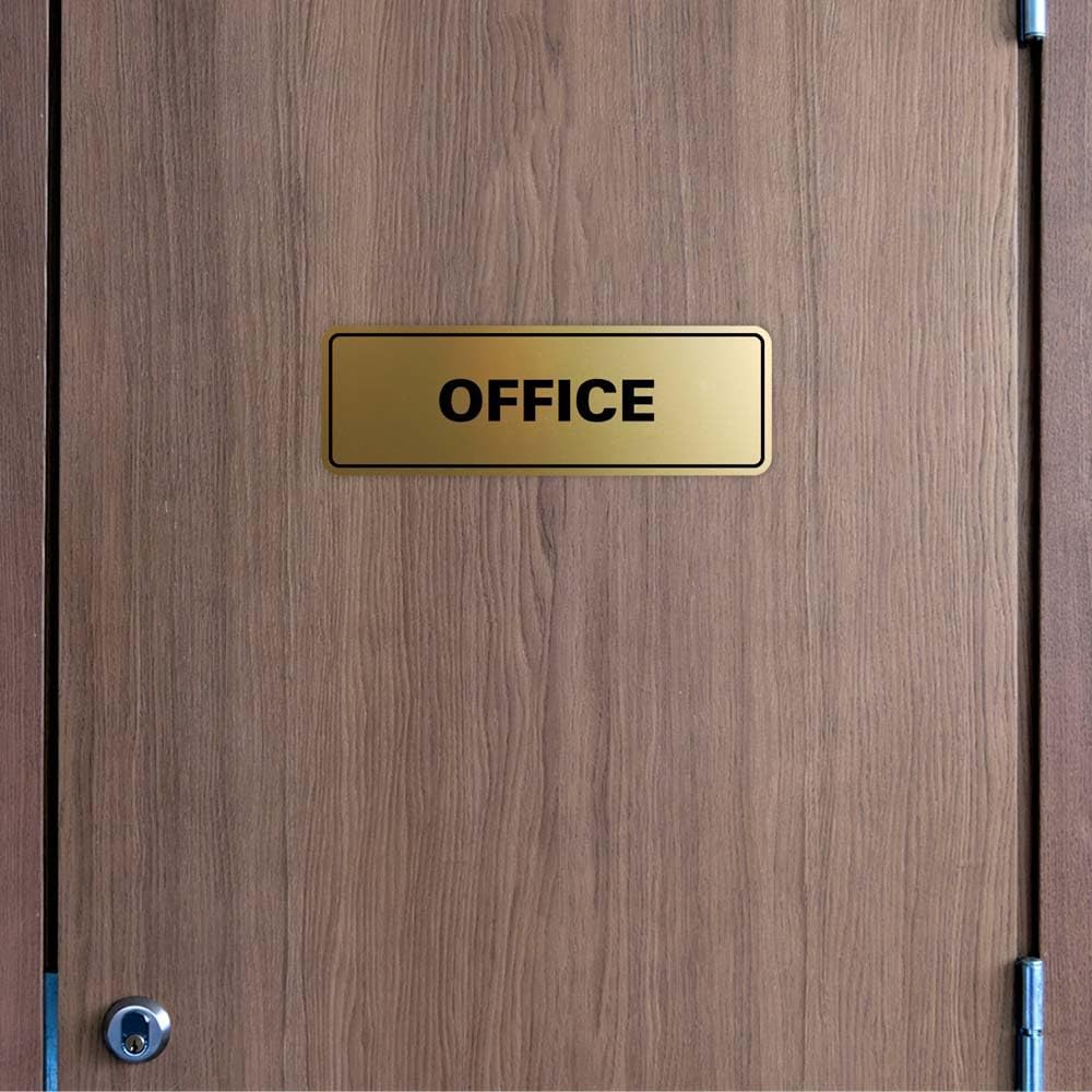 Signs ByLITA Standard Office Sign - Professional Business Signage - Easy to Install (Black/Gold) - Small 1 Pack
