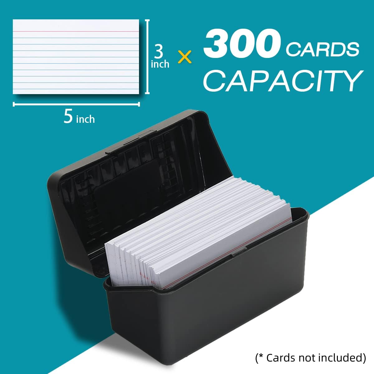 H4D Index Card Holder 3x5, Index Card Box Organizer Case, 3x5 Flash Note Card Holder, 2 Packs (Black)