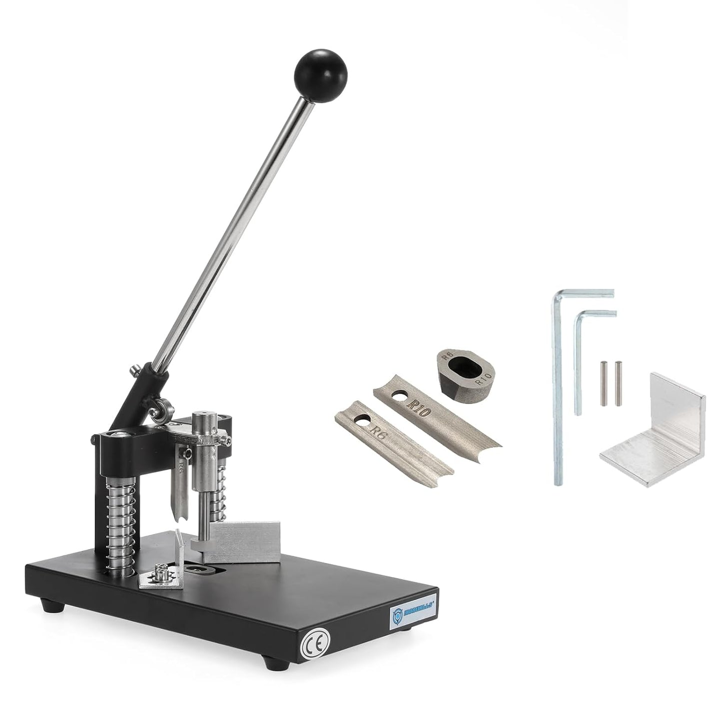 IRONWALLS Corner Rounder Punch Heavy Duty, 1.2”/30mm Thickness Manual Corner Rounder Paper Punch Cutter with R6mm R10mm Interchangeable Dies for Heavy Cardstock, Plastic, Aluminum Sheet