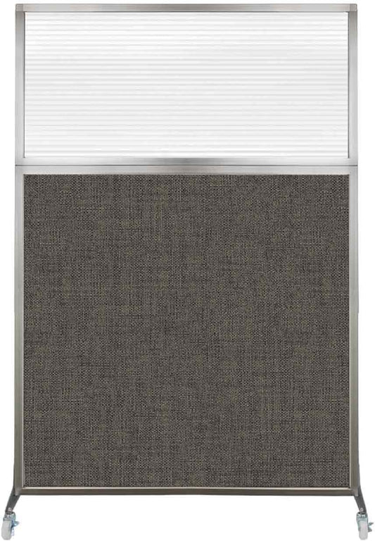 Versare Hush Screen Portable Room Divider with Wheels | Workstation Wall Divider | Freestanding Privacy Hush Panels | Clear Fluted Windows | Fabric Office Divider Screen | Great for Room Separation