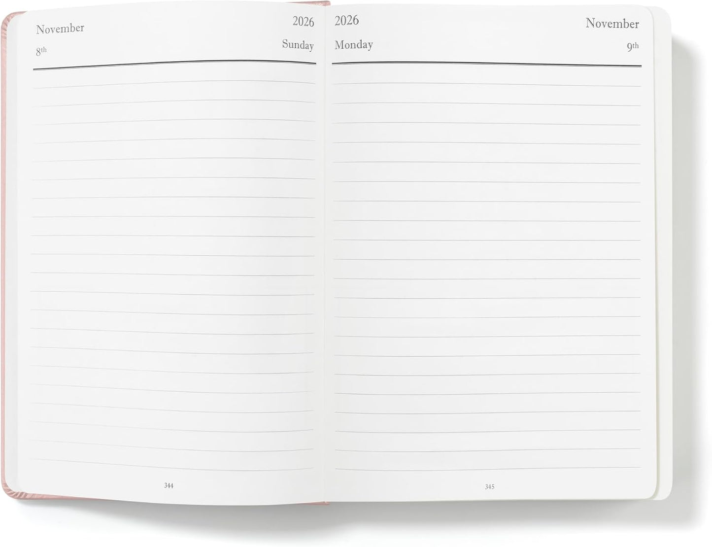Wykeham's Executive 2026 Daily Journal Planner – US Public Holidays & Format – Customization Available (Personalized Rose, 8.5"×5.5")