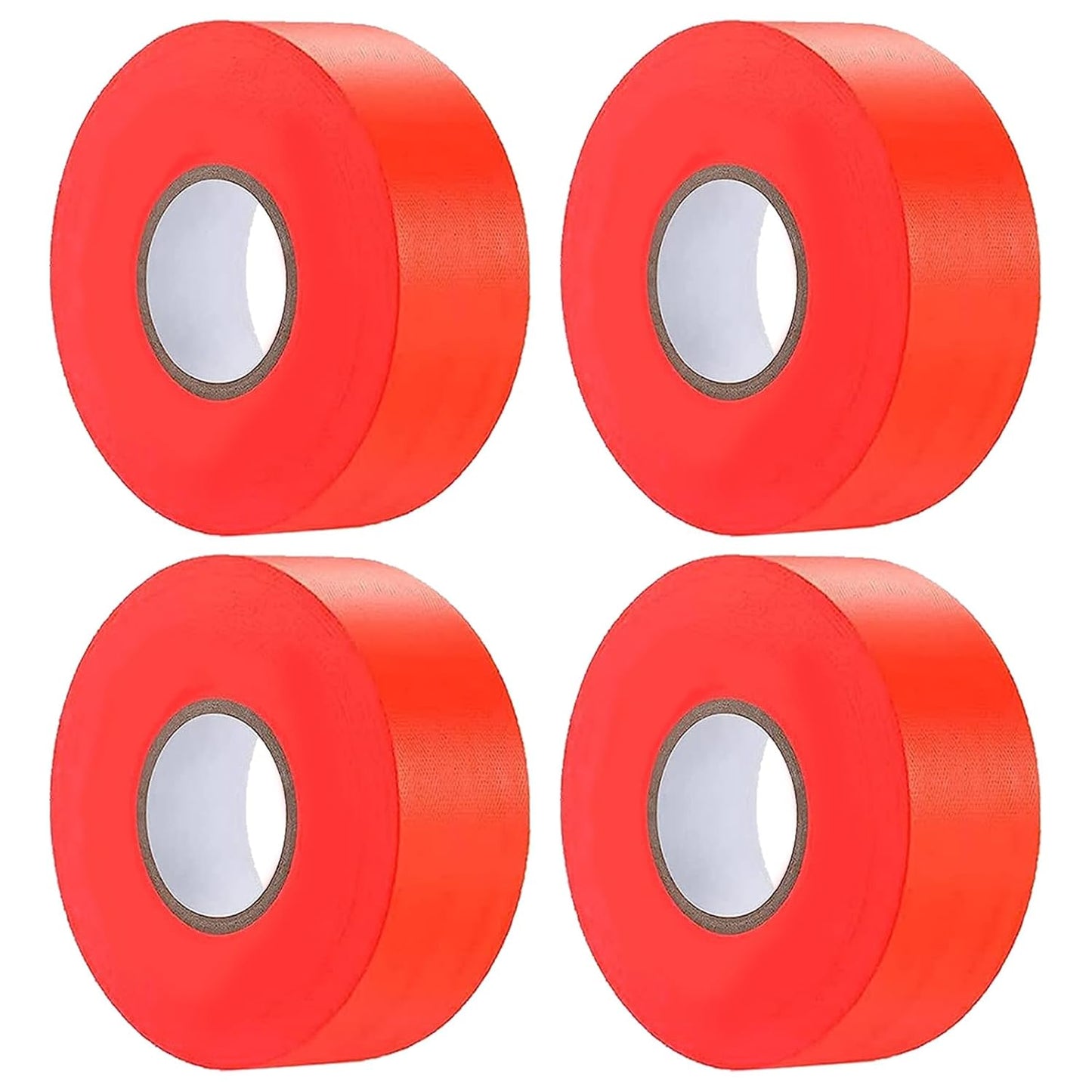 4 Pack Orange-Red Flagging Tape, Non-Adhesive Plastic Ribbon Neon Marking Roll, 1"*800ft, Marking Tape for Tree Marking, Hunting, Boundaries and Hazardous Areas,Trail Marking