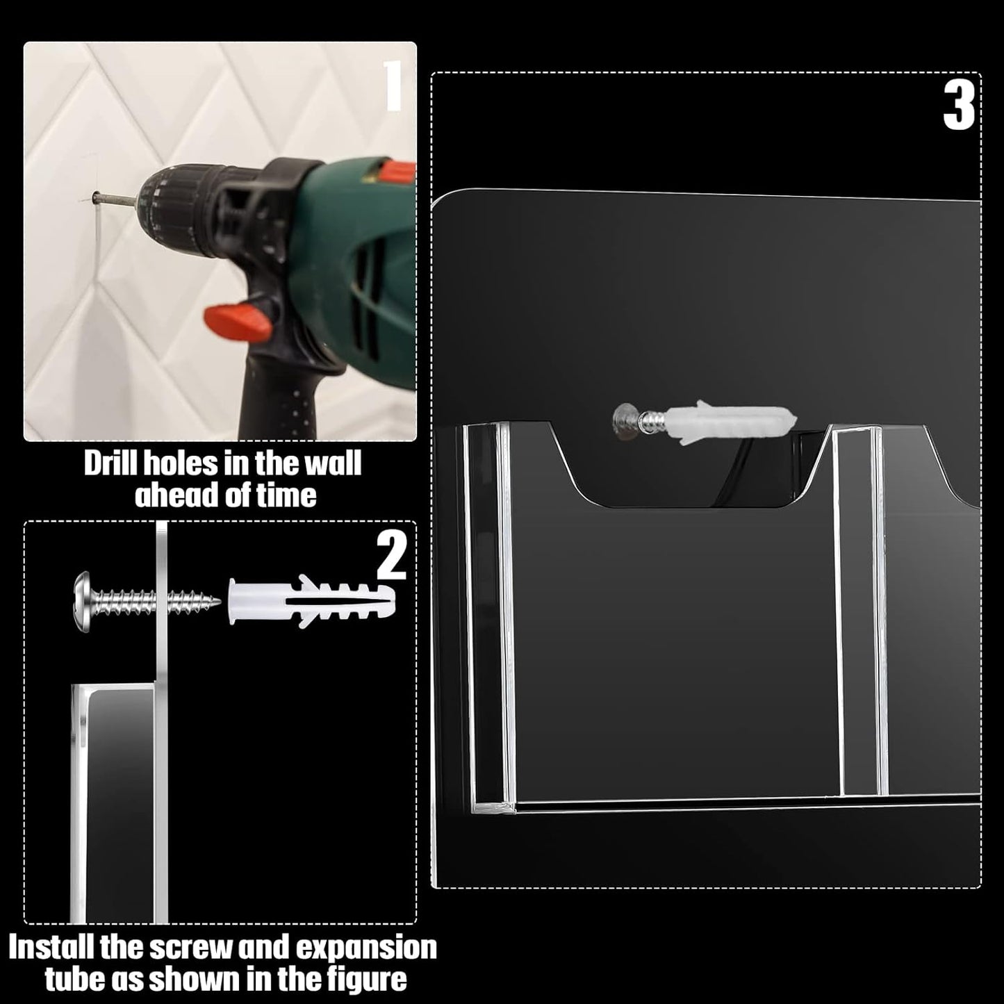 Eersida 2 Pack Acrylic Brochure Pamphlet Holder Wall Mount Clear Brochure Display Holder Plastic Trifold Flyer Rack Literature Storage Rack for Offices Waiting Room (10 Pockets, 15 x 21 Inch)