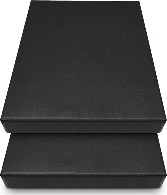 Golden State Art, Archival Folio Storage Box 16x20, Clamshell Design with Metal Edge, Preserve and Store Photos Documents Cards Prints Arts Crafts DIY, Black, Pack of 2
