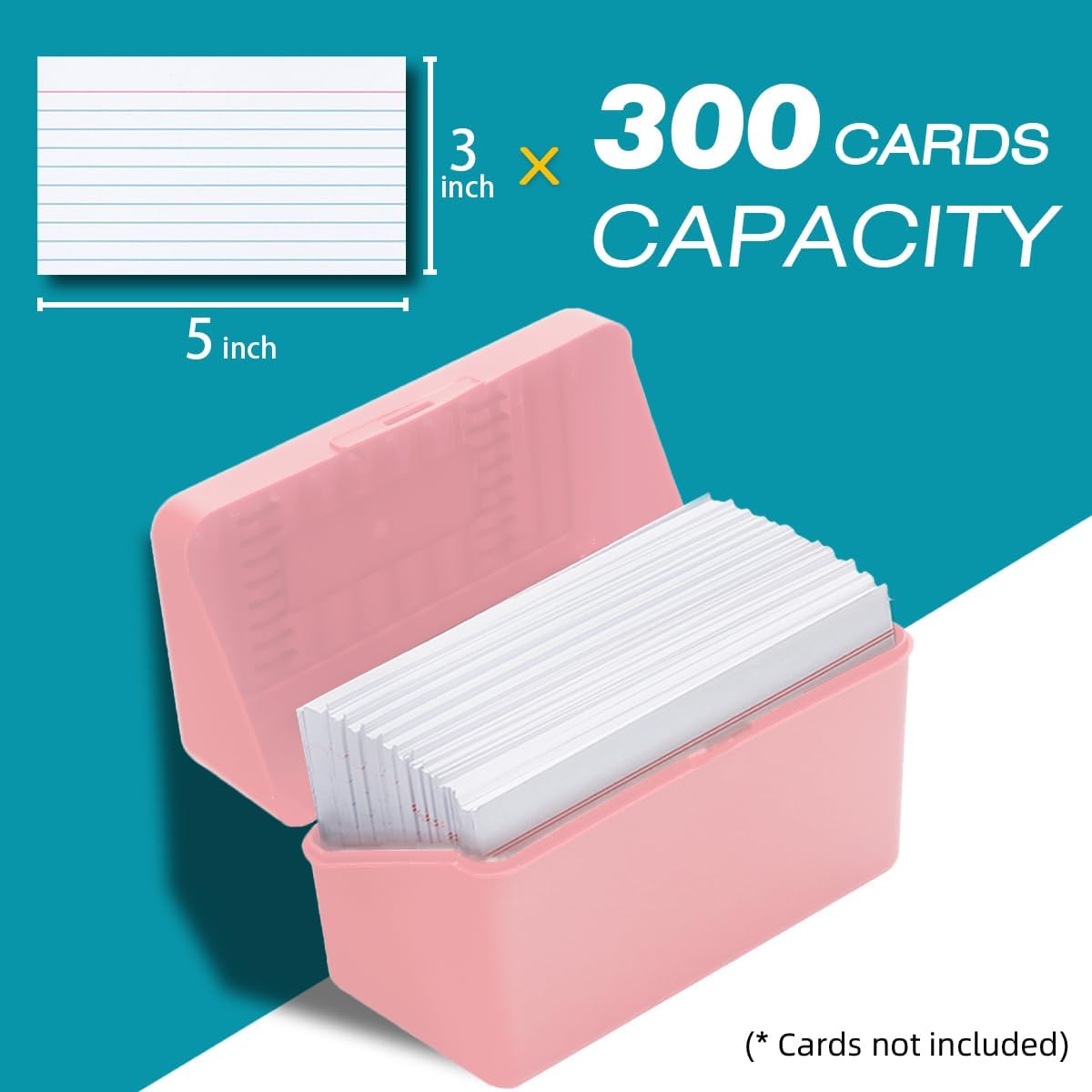 H4D Index Card Holder 3x5, Index Card Box Organizer Case, 3x5 Flash Note Card Holder, 3 Packs (Pastel Colors)