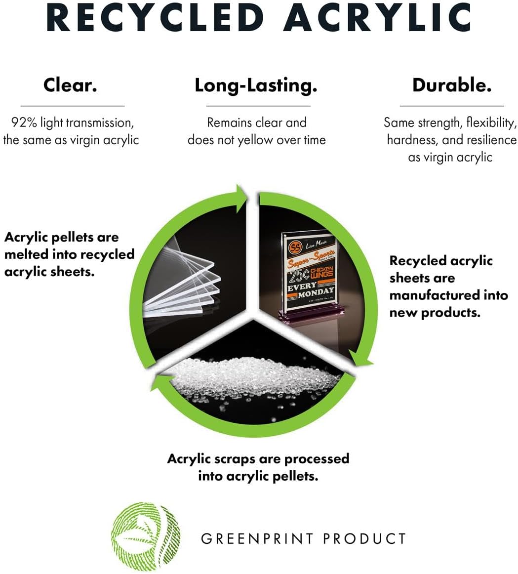 Set of 10, Wall Mount Sign Frame for 11 x 8.5 Posters, Clear Acrylic Holder with Front-Loading Design