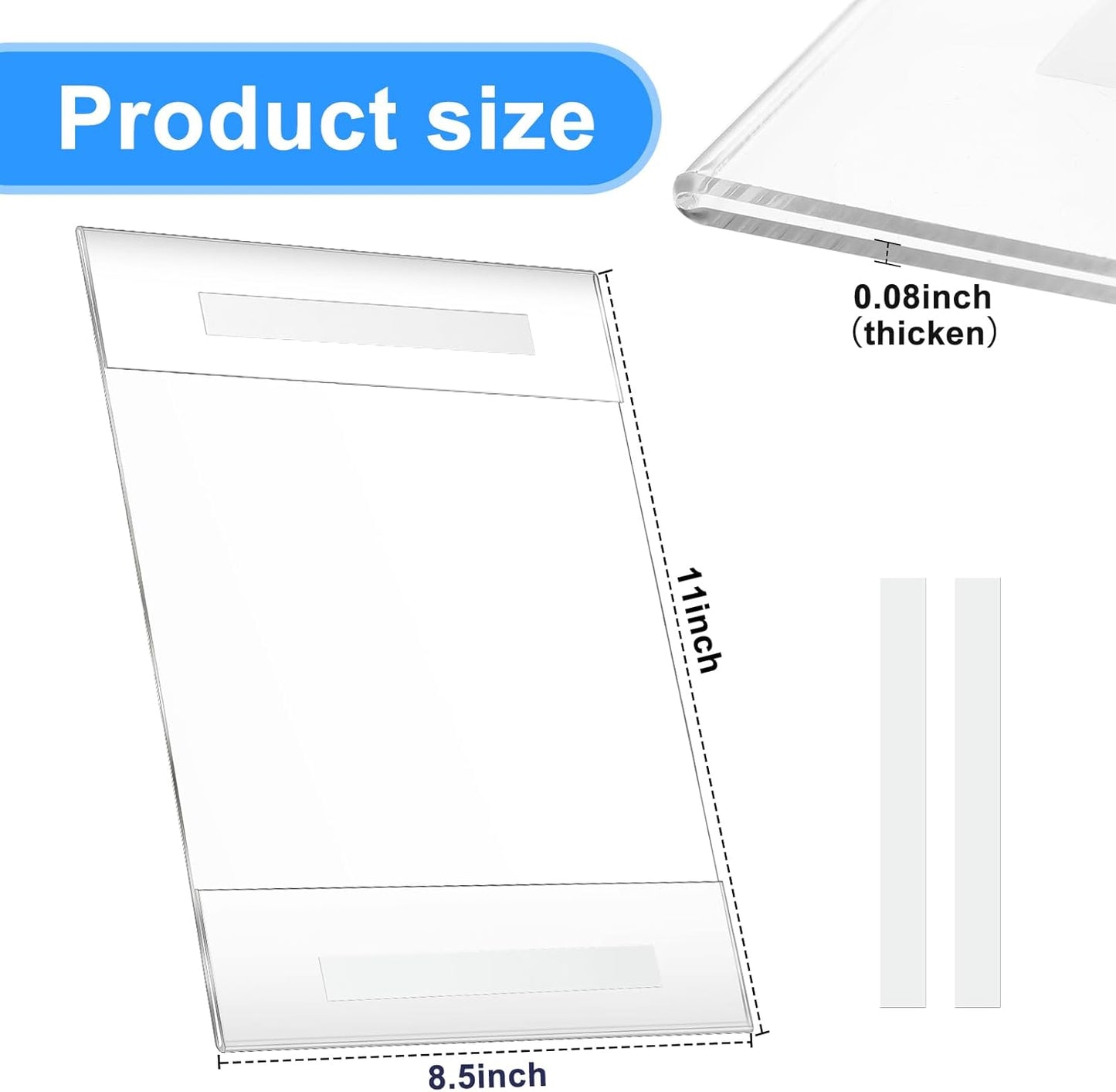 Kigley 50 Packs 8.5 x 11 Wall Mount Acrylic Sign Holder Clear Acrylic Sign Holder with Tape Wall Mount Plastic Paper Display Frame Document Menu Holder for Office Home Store Restaurant No Drilling