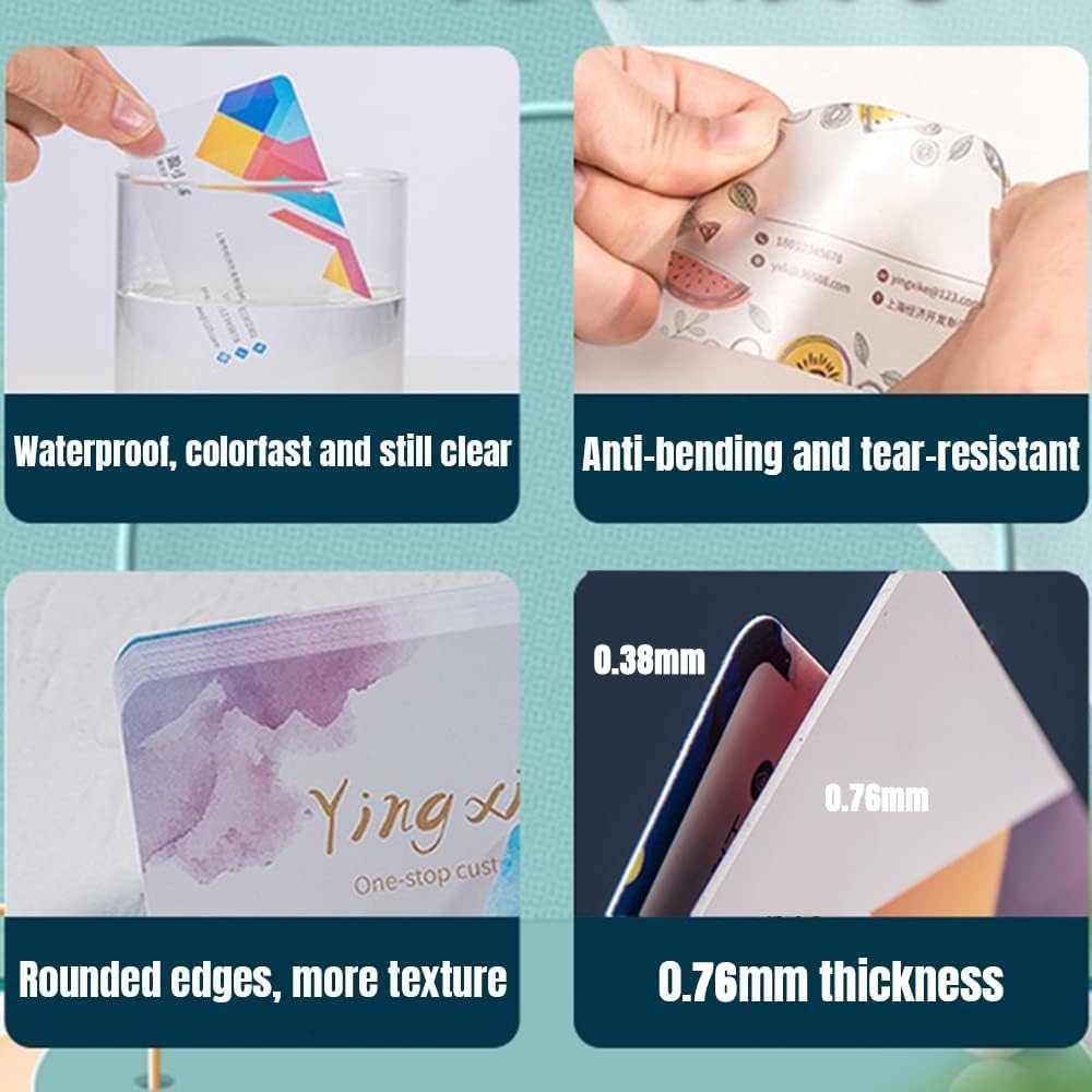 Custom Business Cards PVC Waterproof Add Photo/Text/Logo Print Your Own Business Cards Personalized Double-sided Printed Glossy Matte Frosted 0.76mm Thickness -1000pcs