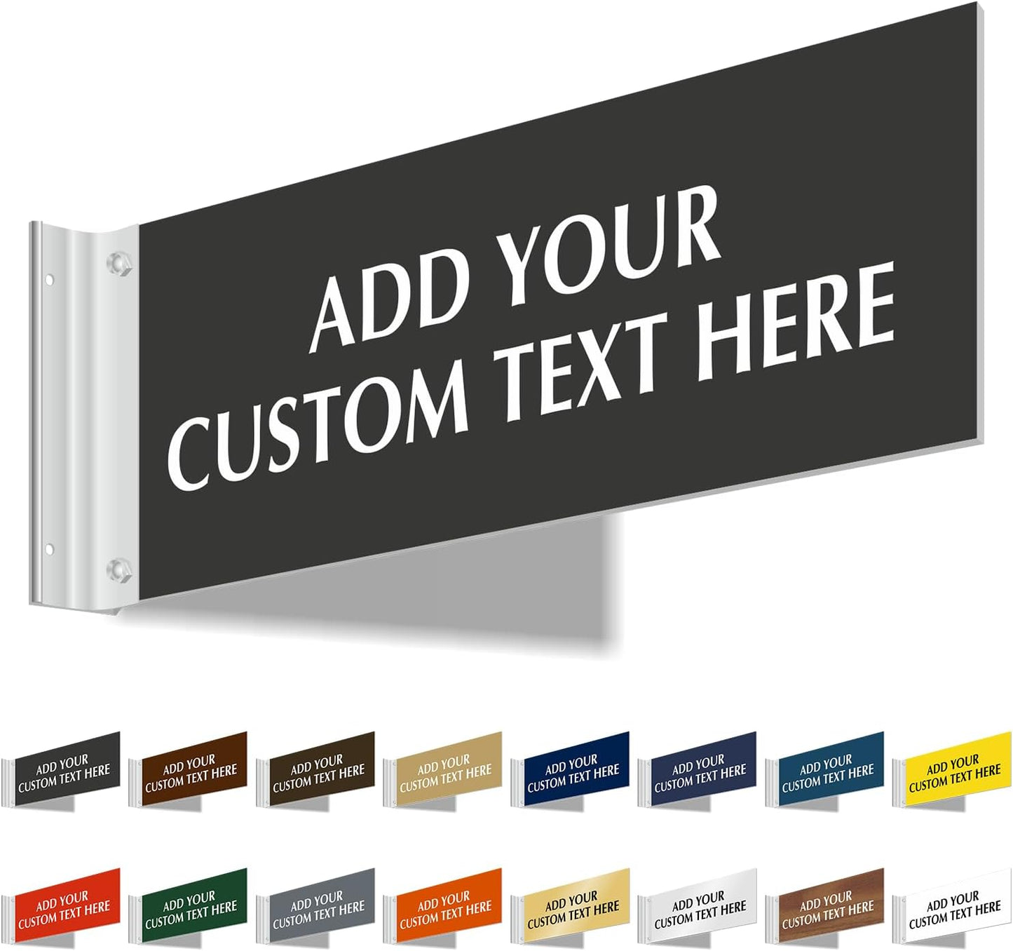 SmartSign Custom Projecting Hallway Sign with Bracket - 4"x12", Double-Sided, Wall Mount Laser Engraved, 16 Color Choices, Acrylic Corridor Sign & 3" Silver Brackets Kit, USA-Made